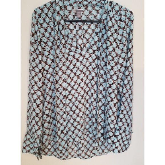 Chelsea28 V Neck Long Sleeve Blouse w/ Neck Ties - Picture 1 of 5